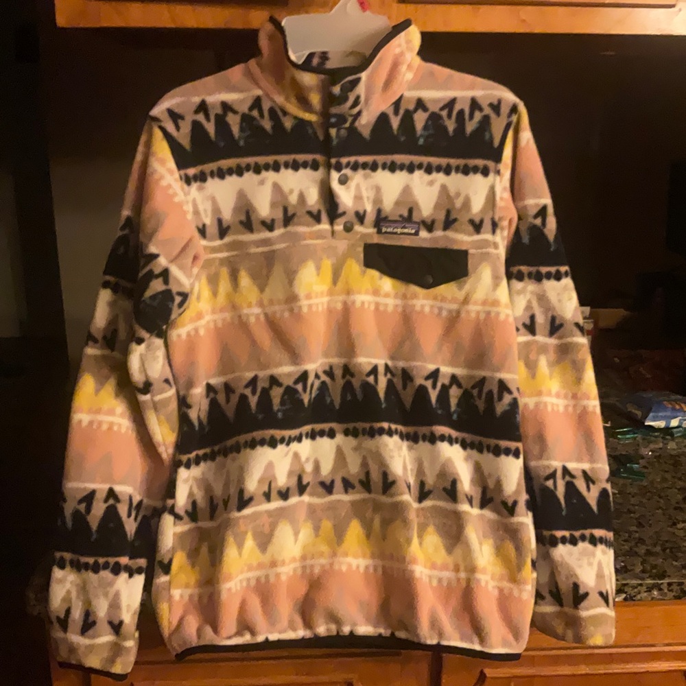 Patagonia Indian Print Fuzzy Pullover